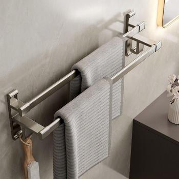 Porte‑serviettes murale étanche en acier inox 304 avec crochets doubles – 40 cm
