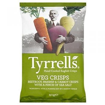 Tyrrells Snack‑Crisps Rote-Bete-Pastinake-Karottenkombination – 40 g – 2‑er-Set