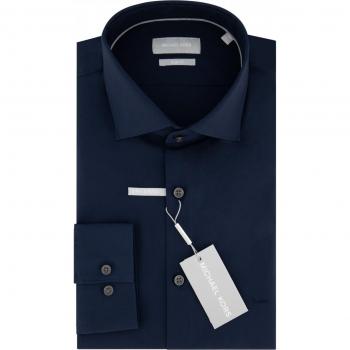 Camicia Michael Kors Poplin Stretch Slim Fit Blu Scuro