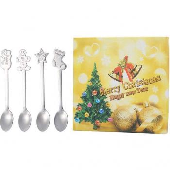 Holiday Ice Cream & Soup Stirring Spoon Set, 4pcs, Stainless Steel