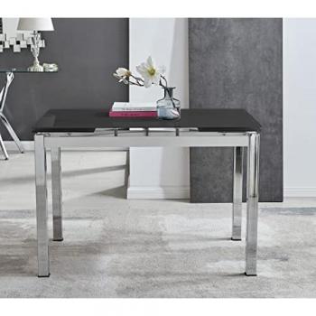 Enna 170 cm Glass & Chrome Extension Dining Table – Matte Black