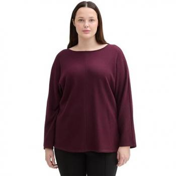 Damen Plus Langarmshirt Fledermausärmel Uni lila Gr. 46