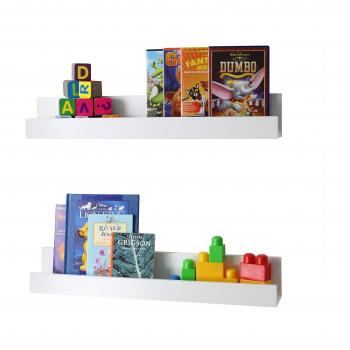 Engineered Wood White Wall Shelves, Set of 2