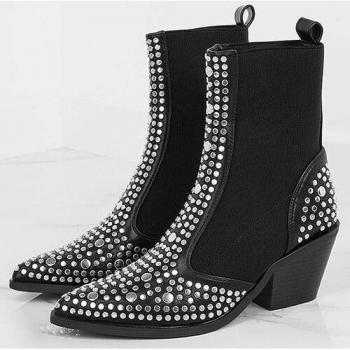 Women's Mid Heel Chelsea Boots with Rivets