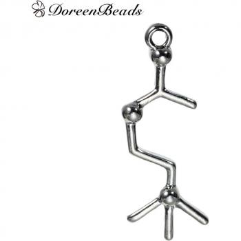 DoreenBeads Alloy Chemistry Charms Acetylcholine Dull Silver 26mm x 10mm, 10 Pieces