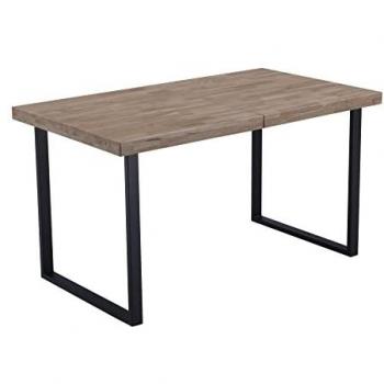 Table à Manger Chêne Miel avec Pieds Noirs