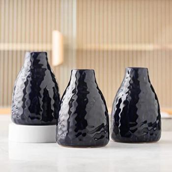 Modern Navy Glass‑Glazed Flower Vase Set