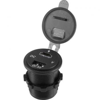 USB PD 36W Car Charger Hub with QC3.0 Fast Charge and Voltmeter for Vehicles 12-24V