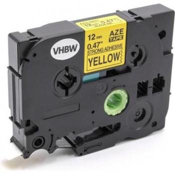 Cassette d'étiquettes 12mm noire sur jaune pour imprimantes Brother