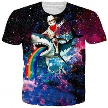 Summer Shark Cat 3D Print Tee – Men/Women, Casual Short Sleeve Shirt