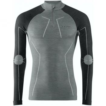 Manen-wol Zip Shirt Falke in grijstint
