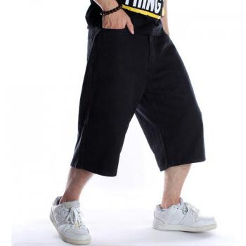 Short d'été en coton pour homme, denim noir, style Hip Hop, taille 30-46