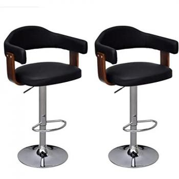 VidaXL Бар табуретки, комплект от 2 бр, извито дърво