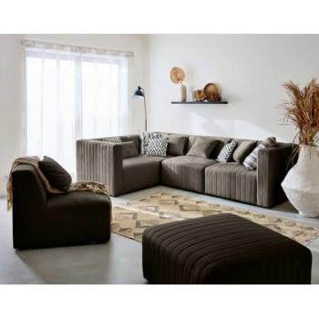 Nova Module Assise Angulaire Velours Gris
