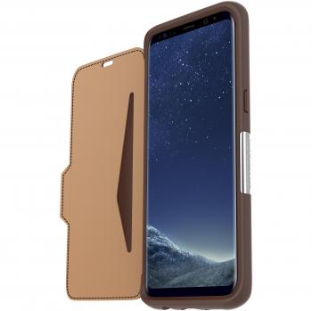 Sturzsicheres Leder-Folio „Burnt Saddle“ (OtterBox Strada) für Samsung Galaxy S8, Braun
