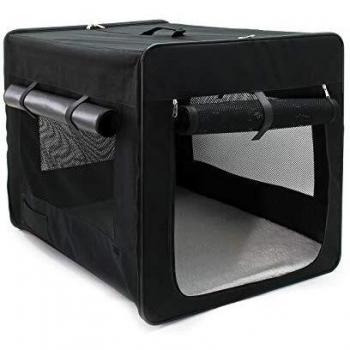 Transport Cage Animaux Domestiques L Pliable WilTec (76x56x61 cm), Coussin et Caisse Chien Inclus