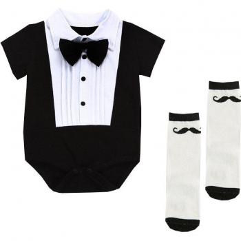 Ropa de verano para bebé niño, mameluco con calcetines gratis y manga corta