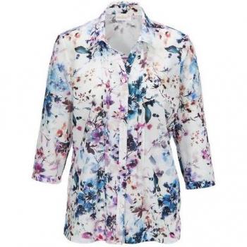 Goldner Fashion Bluse mit feinem Muster – weiß/bunt, Größe 44