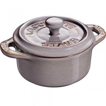 Mini Cocotte Staub 10 cm, rund, Antikgrau, Keramik