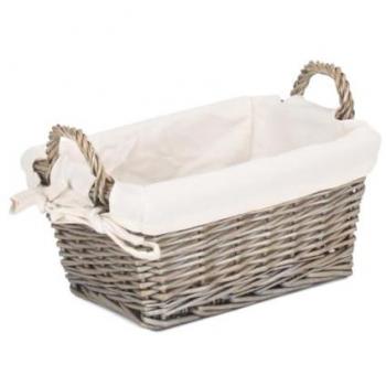 Panier de rangement doublé à poignée en osier rétro