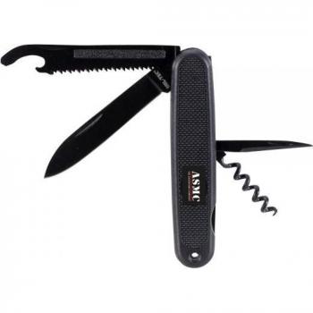 Mil-Tec BW Bundeswehr Taschenmesser | 7,5 cm Klinge | 6-in-1 Werkzeug | Schwarz