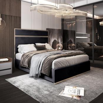 Luxury Black Velvet King Bed Frame by Bentley