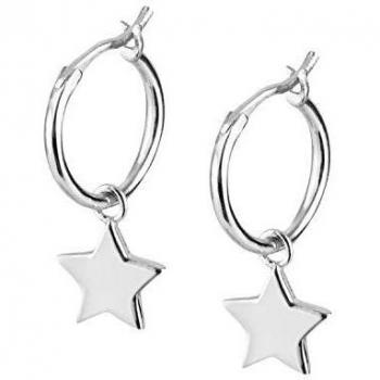 Brandlinger® Damen‑Ohrringe 12 mm – Creole mit Mond‑Stern‑Anhänger