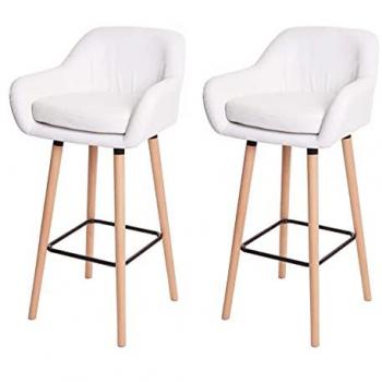 Sgabelli Malmoe in Legno e Ecopelle Bianco