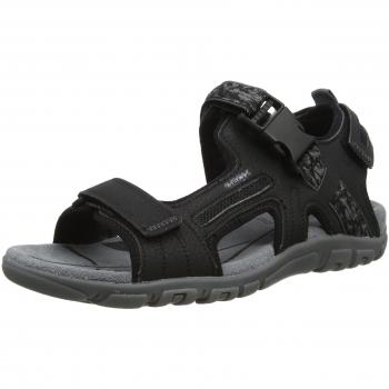 Geox Herren Strada A Riemchensandalen, Schwarz, 44 EU