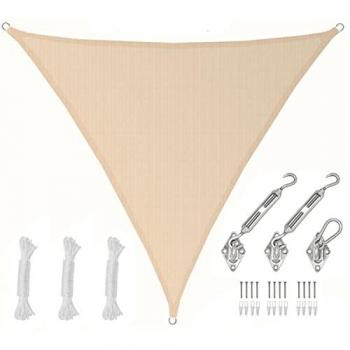 Voile de terrasse triangulaire AMANKA 5x5x5 – protection solaire + fixations