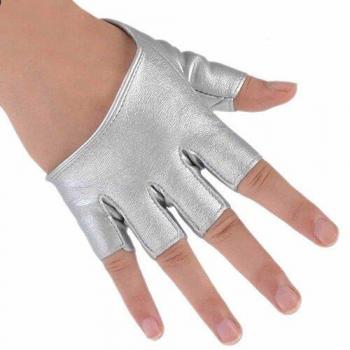 Guantes de medio dedo de imitación de cuero para mujer, estilo Punk