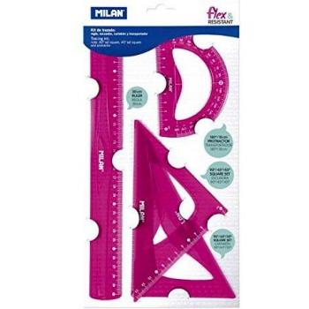 Set dibujo reglas milan flex&resistant 4 piezas rosa acid