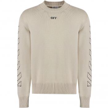 Off White, Sweatshirts, male, Beige, S, Jumper with logo