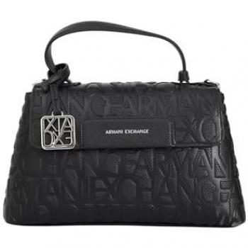 Borsa a Mano Nera da Donna Armani Exchange con Logo All-Over