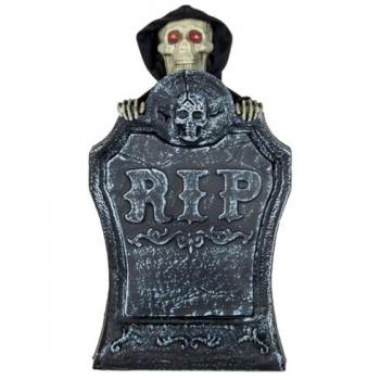 Horror-Shop Grabstein mit Peek-a-Boo Skelett Animatronic 39cm
