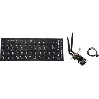 Tarjeta de red Wi‑Fi y teclado ruso en formato PCI‑E