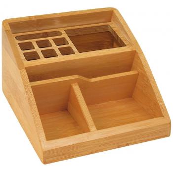 Wedo 61507 (61 507) Bambus Butler, braun, 3-Fächer, schräg, mit Alueinsatz, 15.4x12.3x9cm