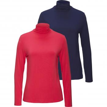 LASCANA Stehkragenshirt für Damen, Gr. 32/34, pink/navy