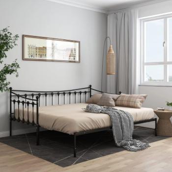 VidaXL 90x200 cm Pull-out Sofa Bed Frame in Black Metal