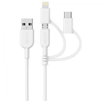 Anker PowerLine II 3-in-1 Cable for iPhone, iPad, Android Smartphones