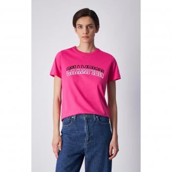 T-shirt logo bicolor fucsia in cotone