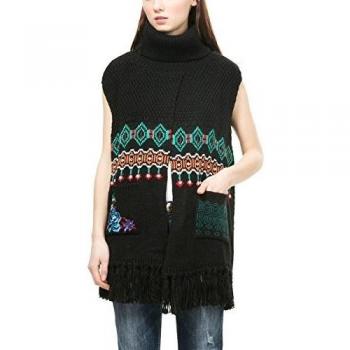 Desigual Bufanda Poncho_Eternal, Negro, Talla Única