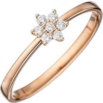 Damen Diamantring 585 Rotgold mit 7 Brillanten Größe 56