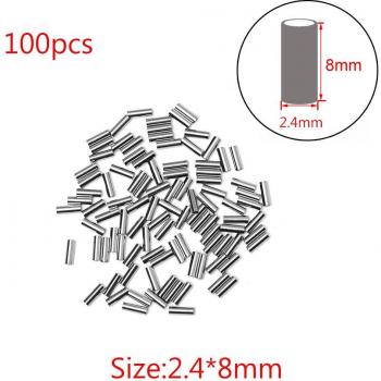 100PC Aluminum Fishing Line Tube Connectors 1.0-2.8mm