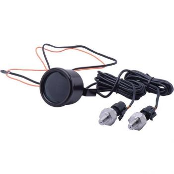 Manomètre de pression d'air 52mm, double affichage, LED rouge et bleue, 2 capteurs 1/8NPT, câble de 2 mètres