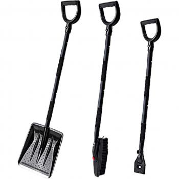 Stainless Steel Car Ice Scraper with Removable Brush (Black / Silver)