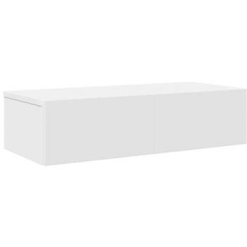 VidaXL Modern White Floating Wall Shelf with Drawers