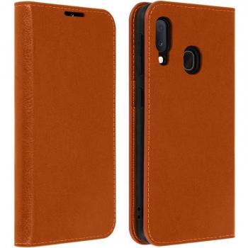 Portafoglio‑stand di pelle camel Avizar per Samsung Galaxy A20e