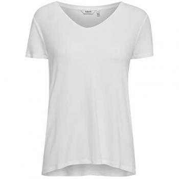 B.YOUNG Damen T-Shirt, Kurzarm, V-Ausschnitt, Größe L, in Weiß