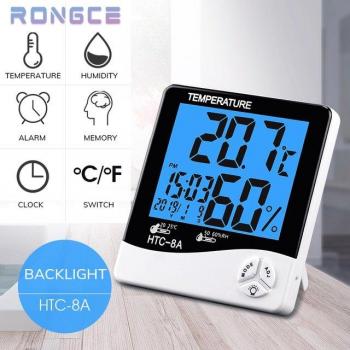 LCD Digital Temperature and Humidity Meter Indoor Outdoor Thermometer Hygrometer Weather Station Clock HTC-2 HTC-1